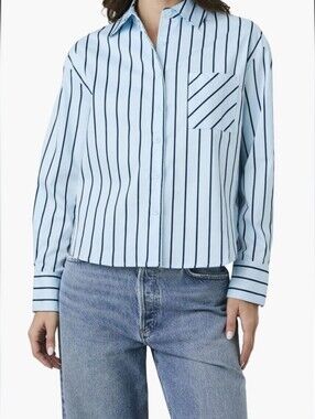 French Connection Blue And Navy Stripe Shirt. Sz M